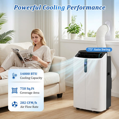 14000 BTU portable AC by DirectDeals in white with app control and 75° auto swing for 750 sq ft on Tampa Home & Garden Store