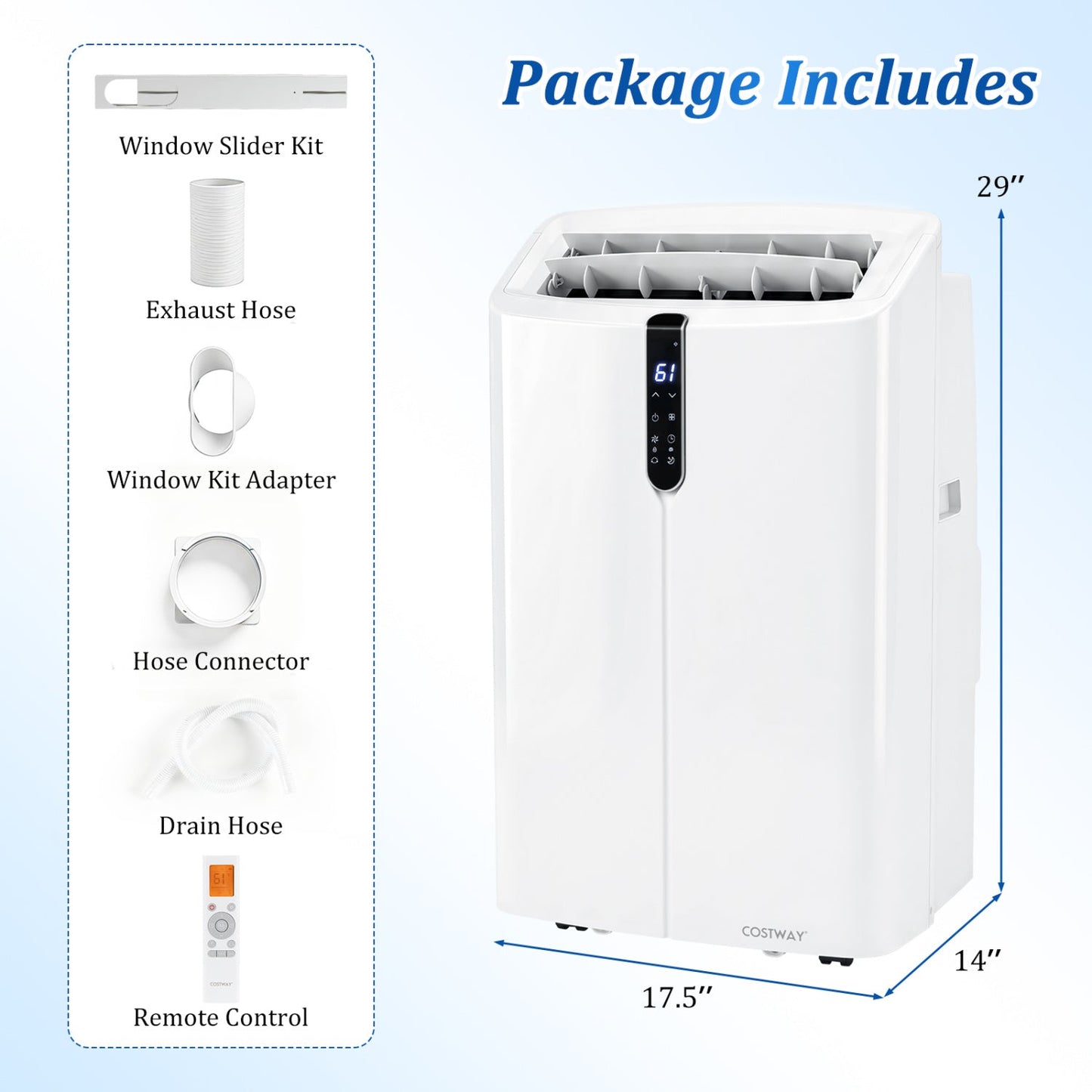 DirectDeals 14000 BTU Smart Portable Air Conditioner with App & Voice Control, white portable AC, 6-piece package on Tampa Home & Garden Store