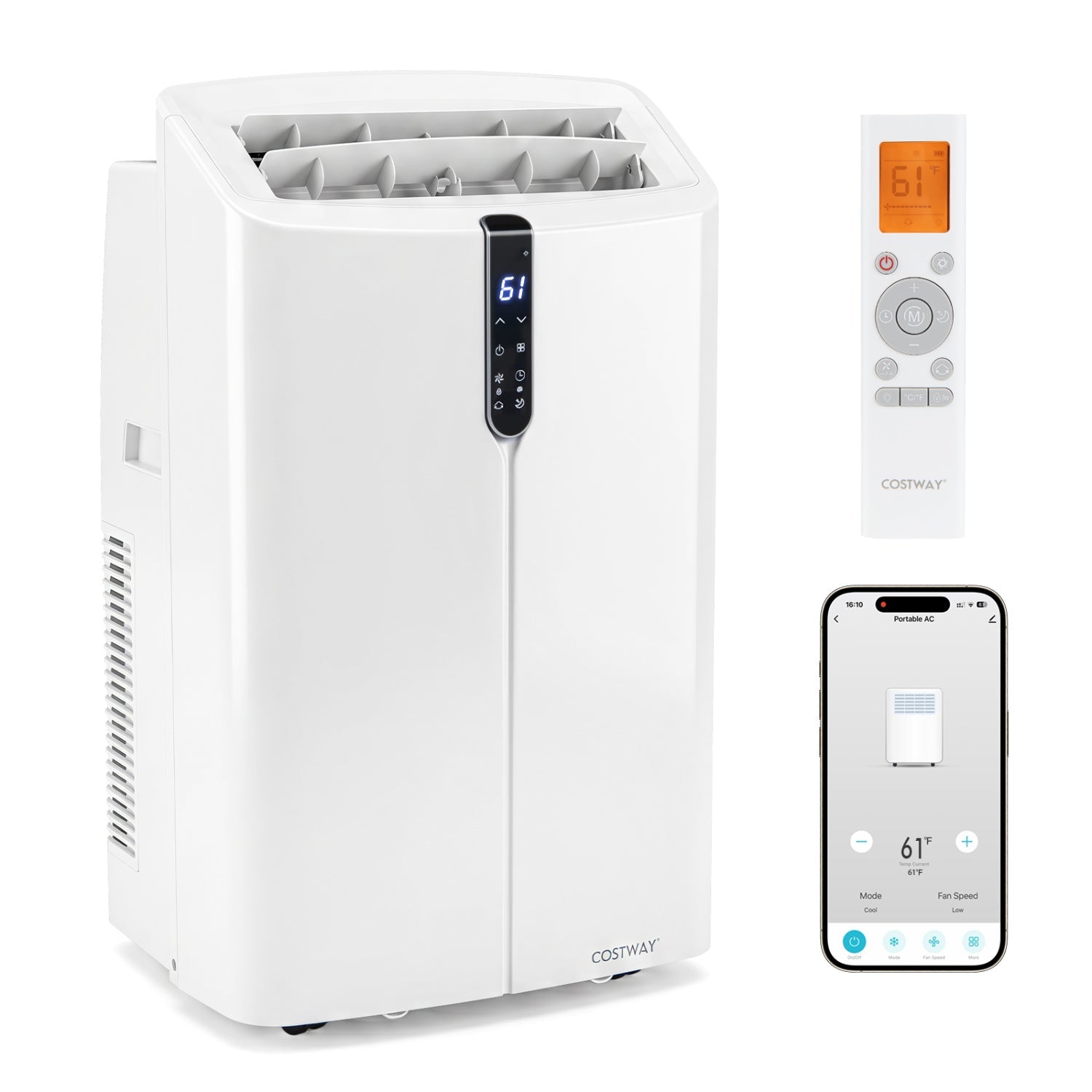 Costway 14000 BTU smart portable air conditioner with app & voice control, white finish remote included on Tampa Home & Garden Store