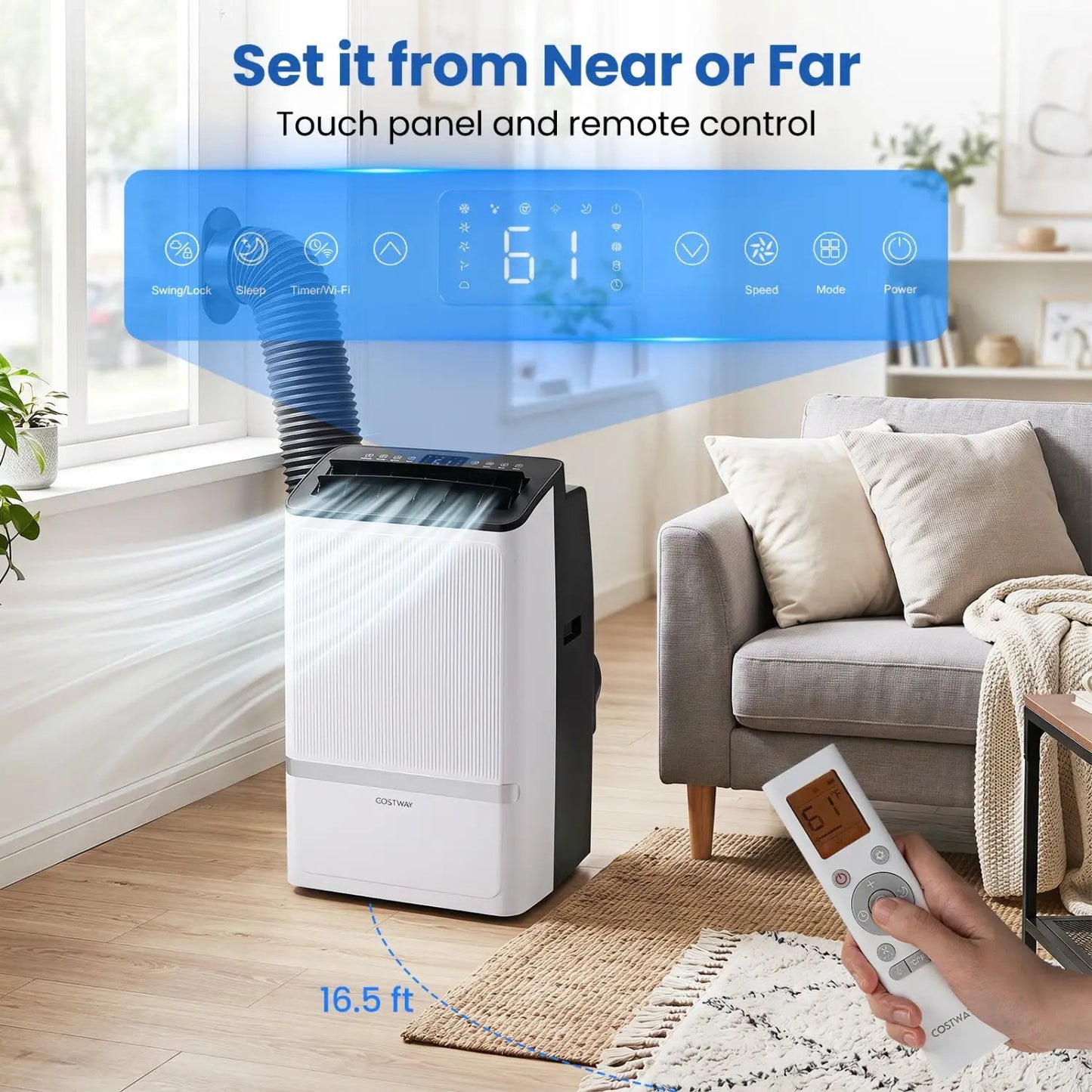 14000 BTU Portable AC With WiFi and Dehumidifier