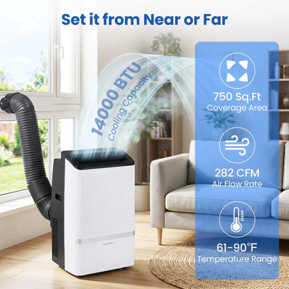 14000 BTU Portable AC With WiFi and Dehumidifier
