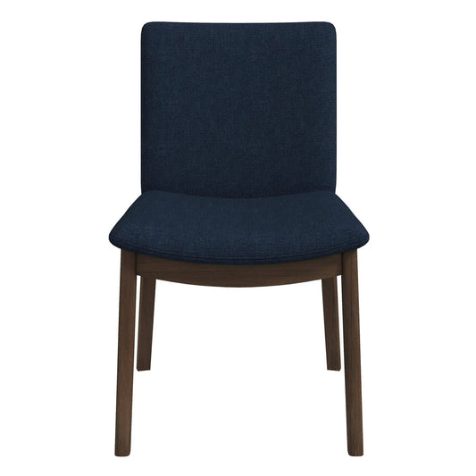 Laura Mid-Century Dining Chair Set (2) in navy fabric with solid wood legs by Unique Piece Furniture on Tampa Home & Garden Store