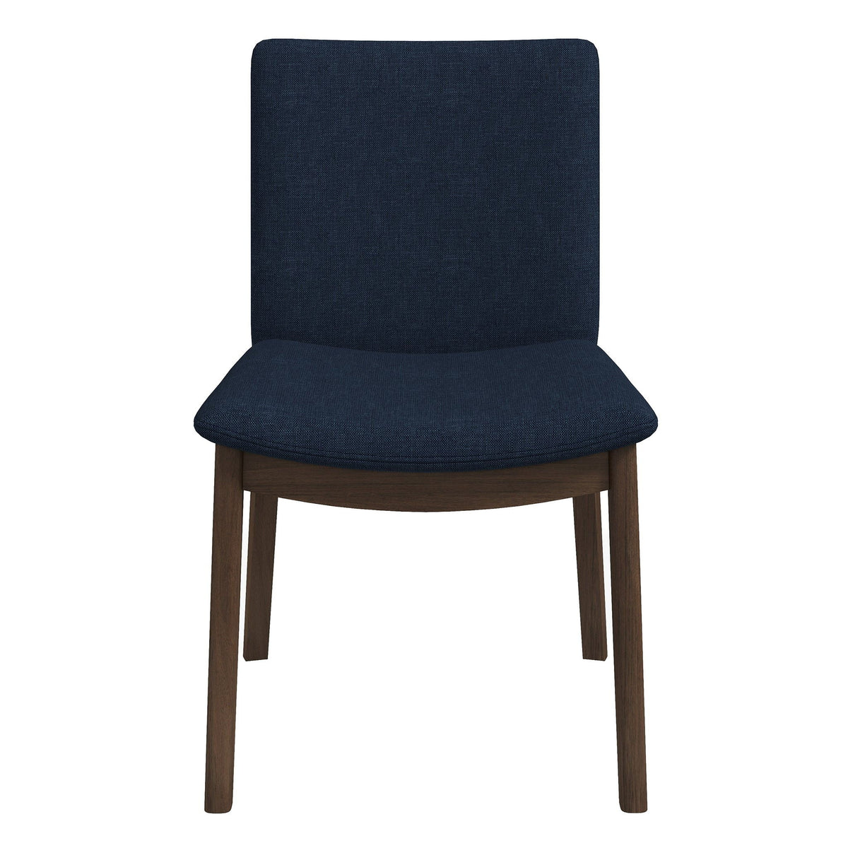 Mid-Century Modern dining chair navy blue fabric upholstery with wood legs on Tampa Home & Garden Store