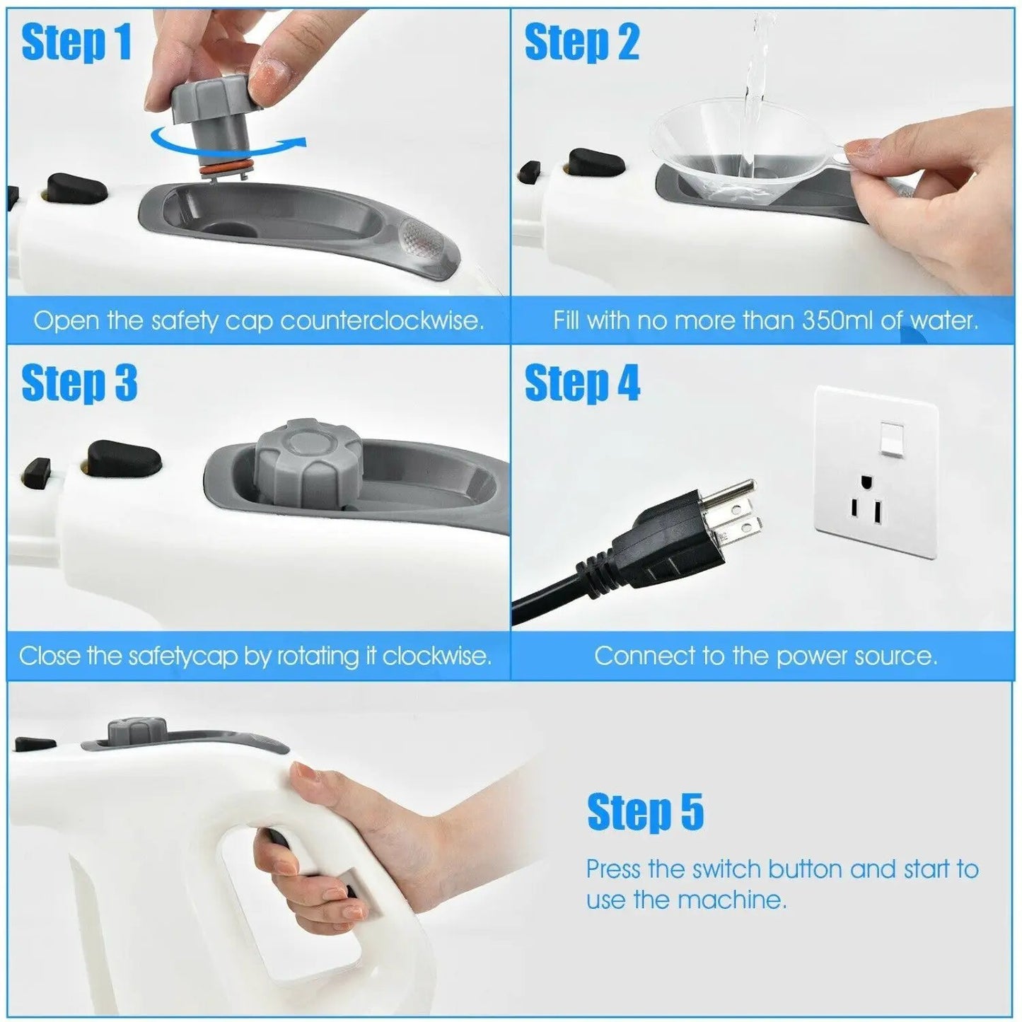 Powerful Handheld Steam Cleaner 1400W With Kit