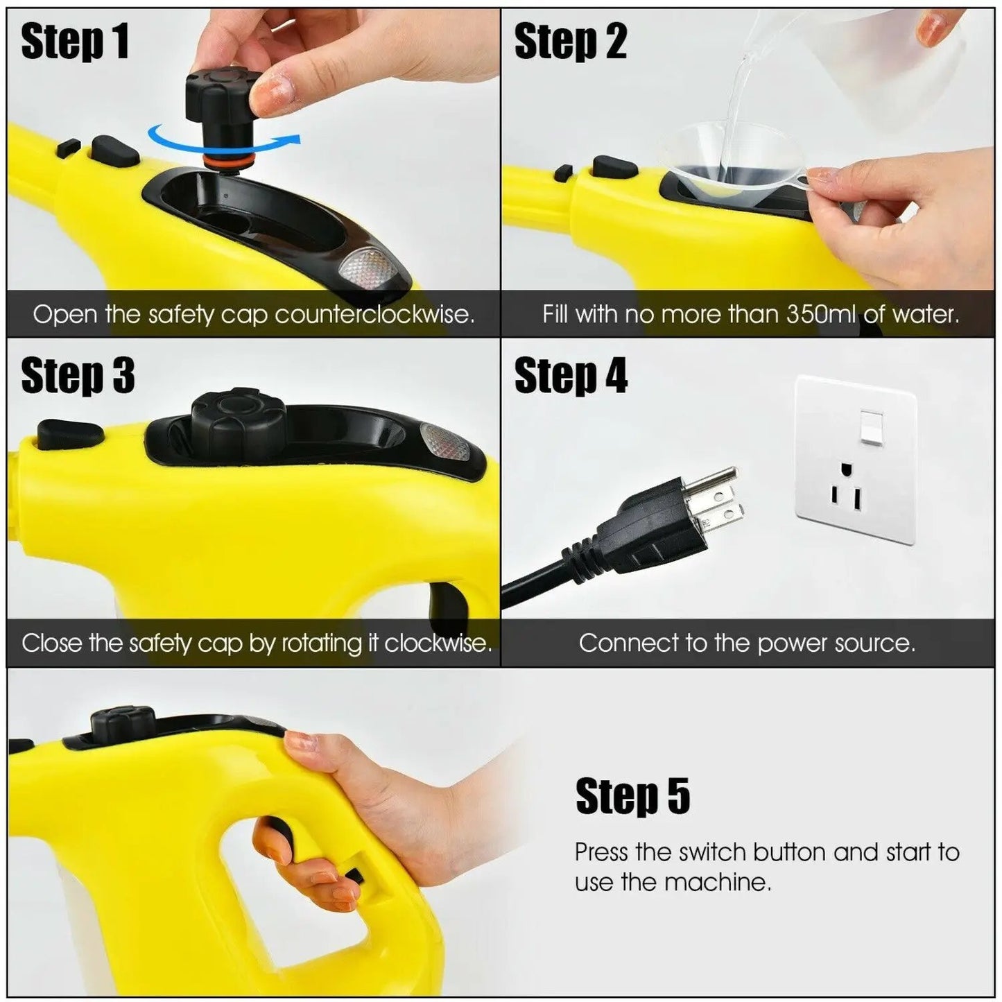 Powerful Handheld Steam Cleaner 1400W With Kit