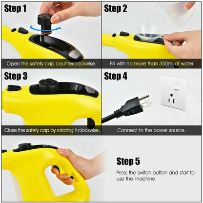 Powerful Handheld Steam Cleaner 1400W With Kit