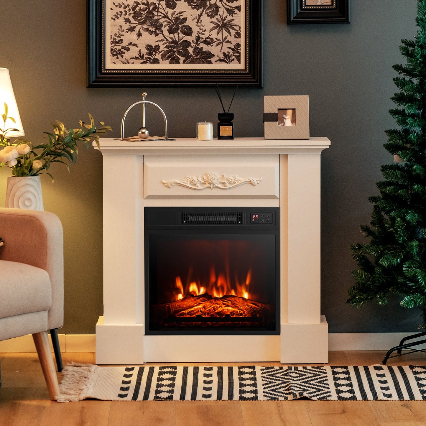 1400W TV Stand Electric Fireplace Mantel with Remote Control