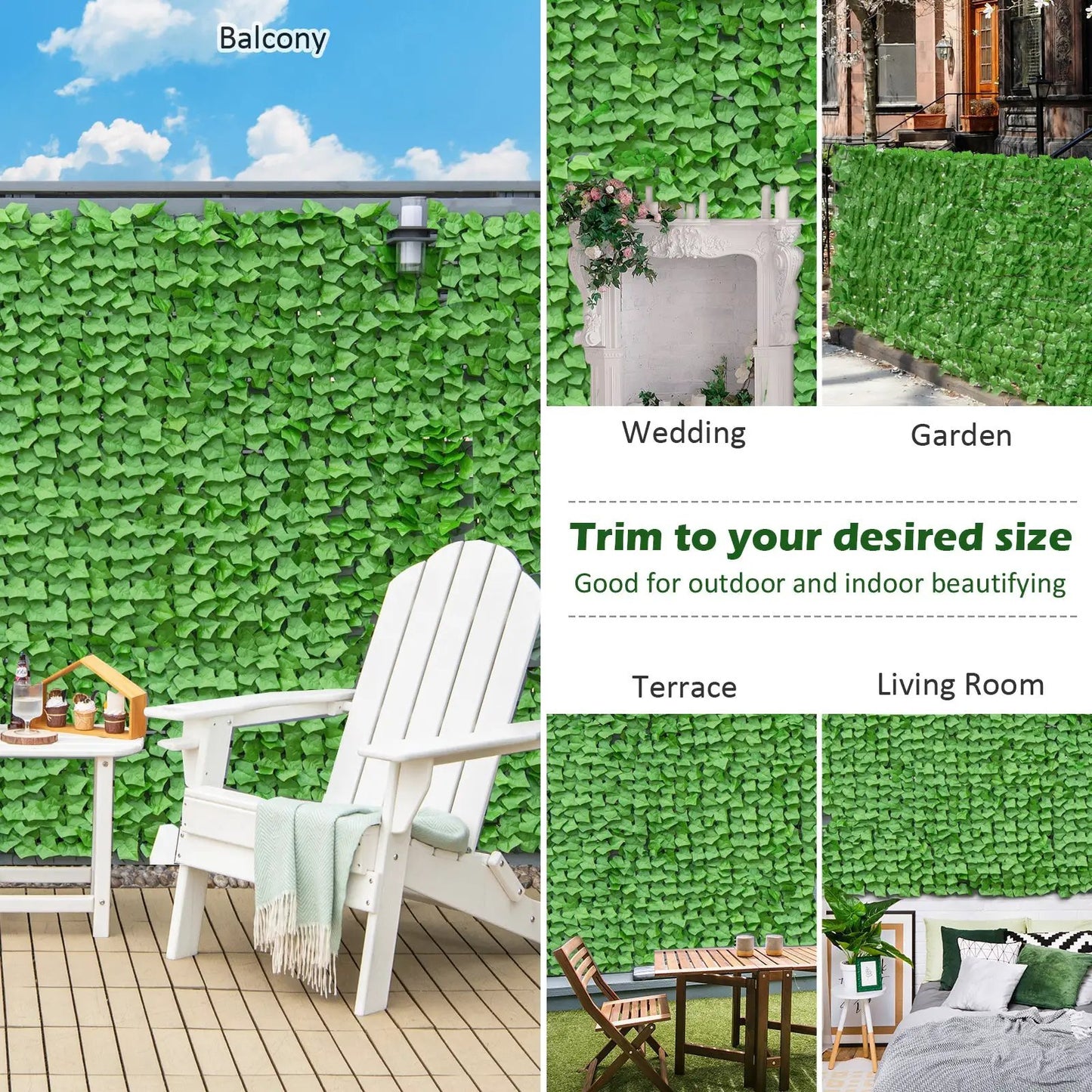 Artificial Ivy Privacy Fence 118 By 39 Inch Green