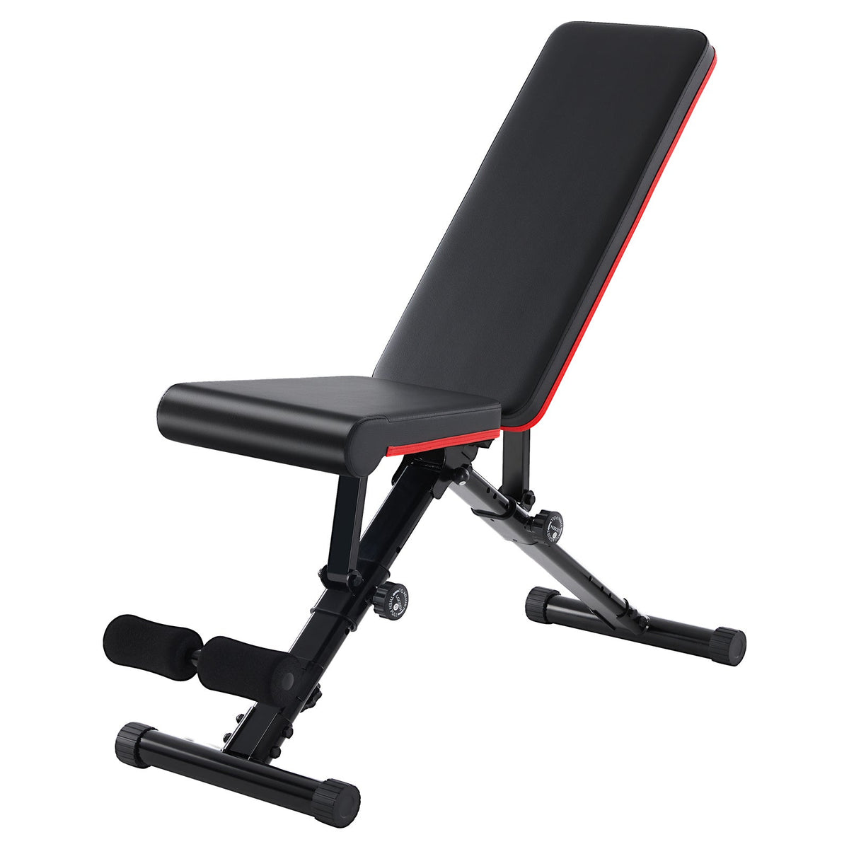Adjustable fitness bench for home gyms by UpTrend Deals, black padded surface with red trim on Tampa Home & Garden Store