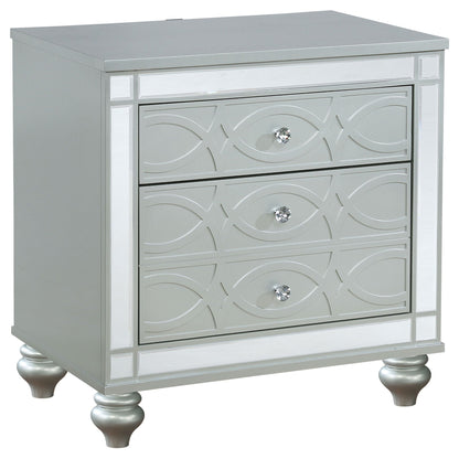 Arabesque silver mirrored dresser from 4 Piece Queen Bedroom Set with crystal knobs on Tampa Home & Garden Store