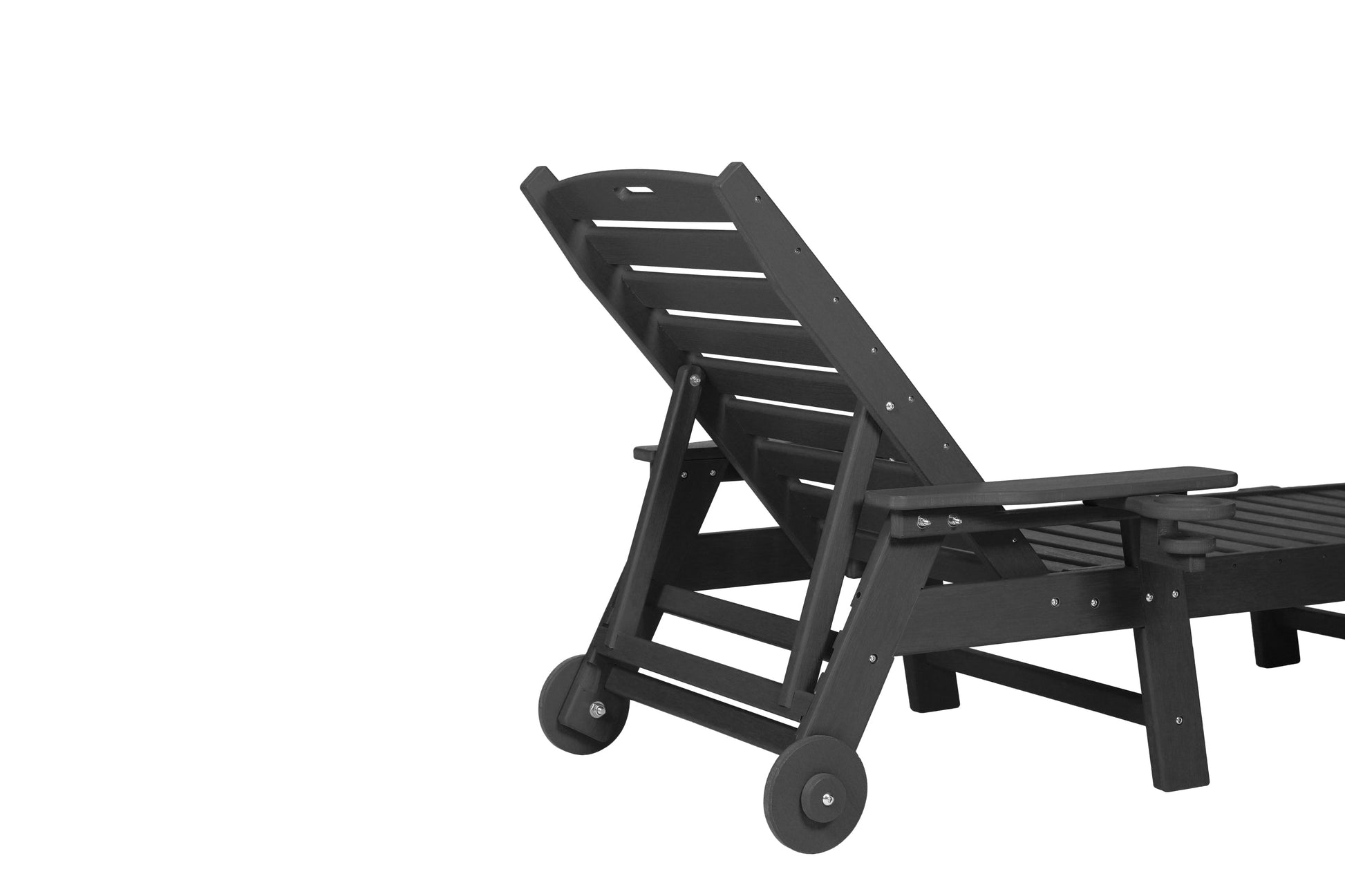 Outdoor lounge chair with dark wood-textured frame and adjustable backrest by HouseOfZazla on Tampa Home & Garden Store