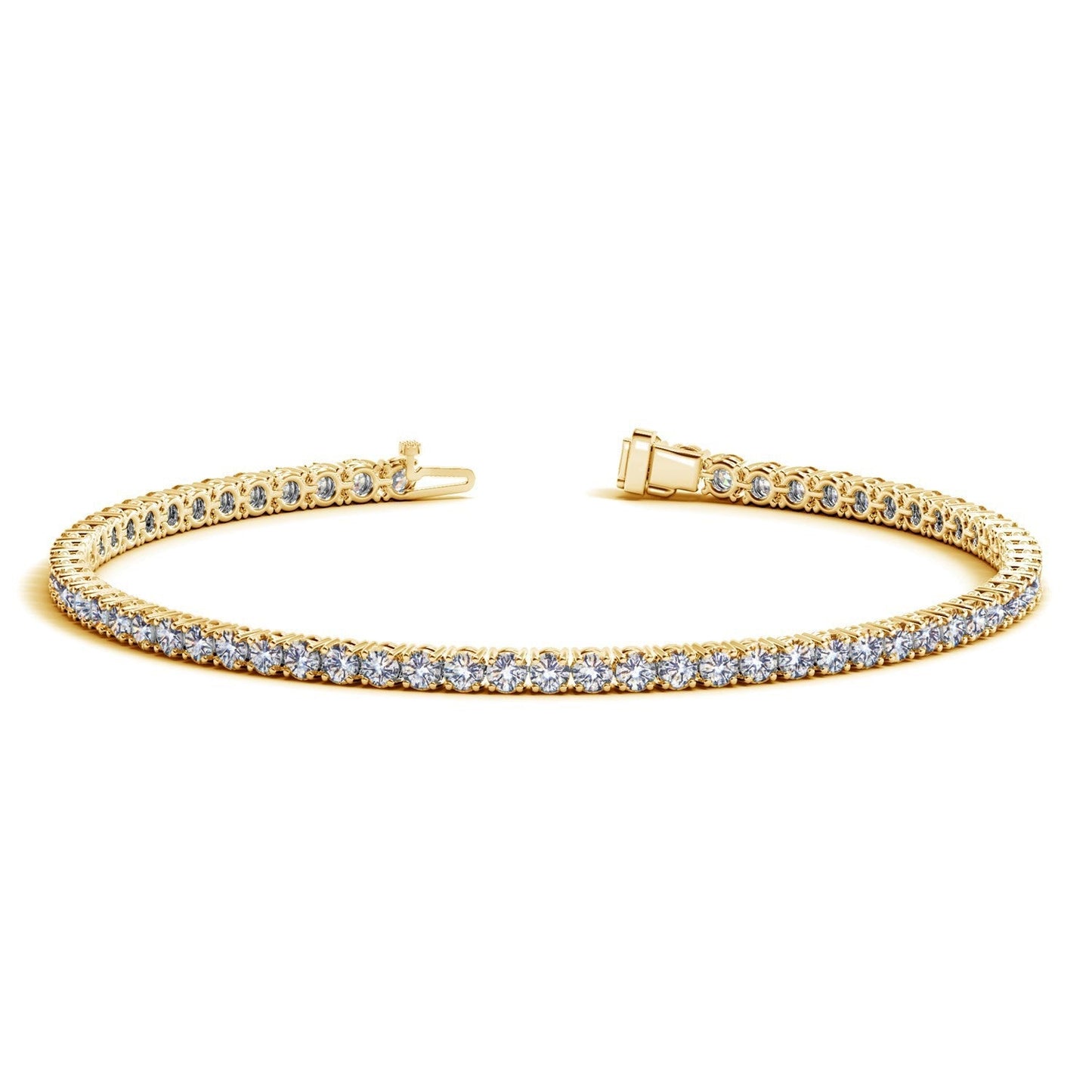 Lab Grown Round Diamond Tennis Bracelet, 14k Yellow Gold, 3 ctw F/G VS2–SI1, Bids.com on Tampa Home & Garden Store
