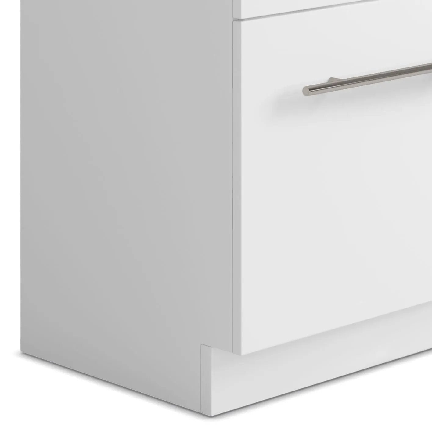 Metro laundry cabinet vanity white finish with a stainless steel bar handle on Tampa Home & Garden Store