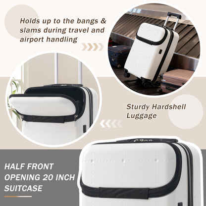 5 Piece Hardside Luggage Set with USB Port by HouseOfZazla, white with black trim on Tampa Home & Garden Store