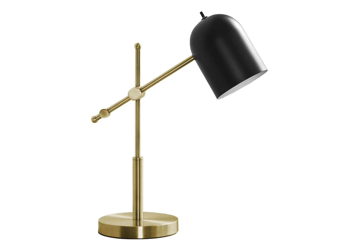 Table lamp brass metal with black shade and adjustable arm on Tampa Home & Garden Store