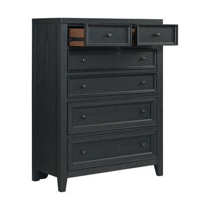 HouseOfZazla black 6-drawer accent chest with smooth-sliding drawers and two top drawers on Tampa Home & Garden Store