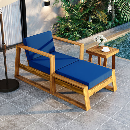 Acacia Wood Outdoor Lounge Set and Ottoman
