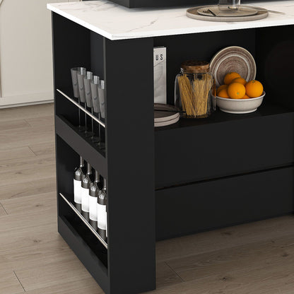 Kitchen Island with Extendable Rotating Table