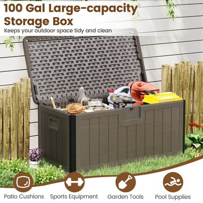 100 Gallon Large Deck Box With Lockable Lid