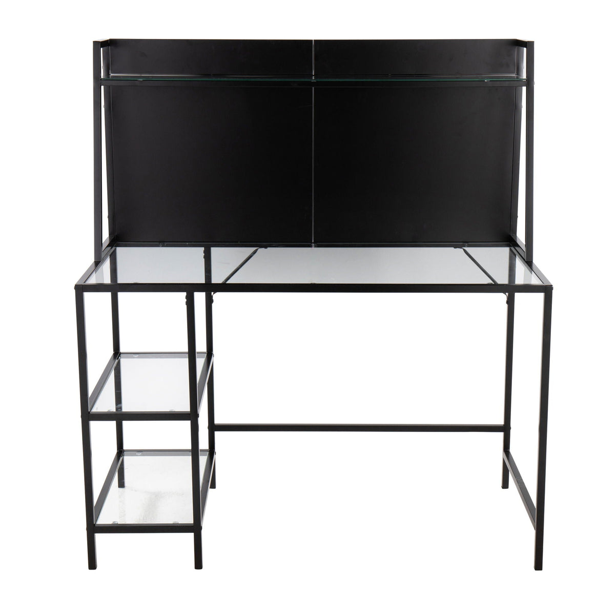 Contemporary glass writing desk with storage shelves in black finish by HouseOfZazla on Tampa Home & Garden Store