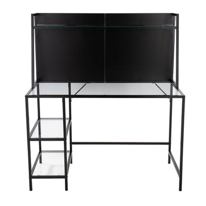 Contemporary glass writing desk with storage shelves in black finish by HouseOfZazla on Tampa Home & Garden Store