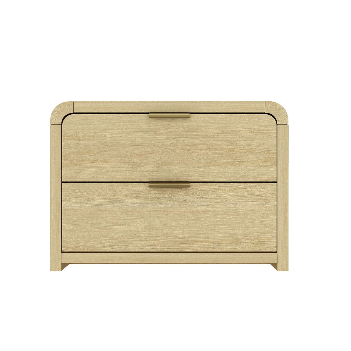 HouseOfZazla nightstand, modern minimalist solid wood with two drawers, light brown on Tampa Home & Garden Store