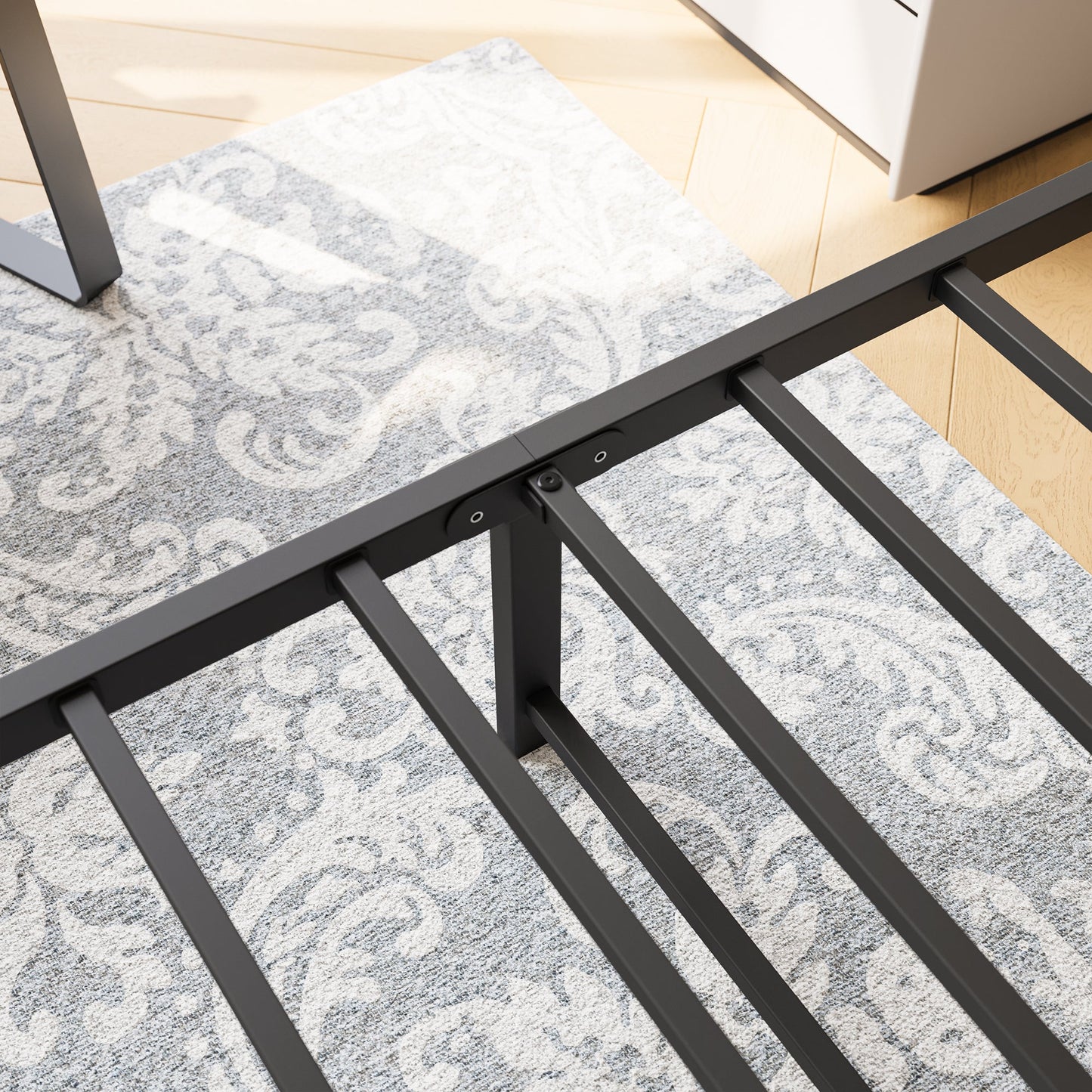 Tara Victorian-Style Steel Bed Frame dark gray metal with rail crossbars on Tampa Home & Garden Store
