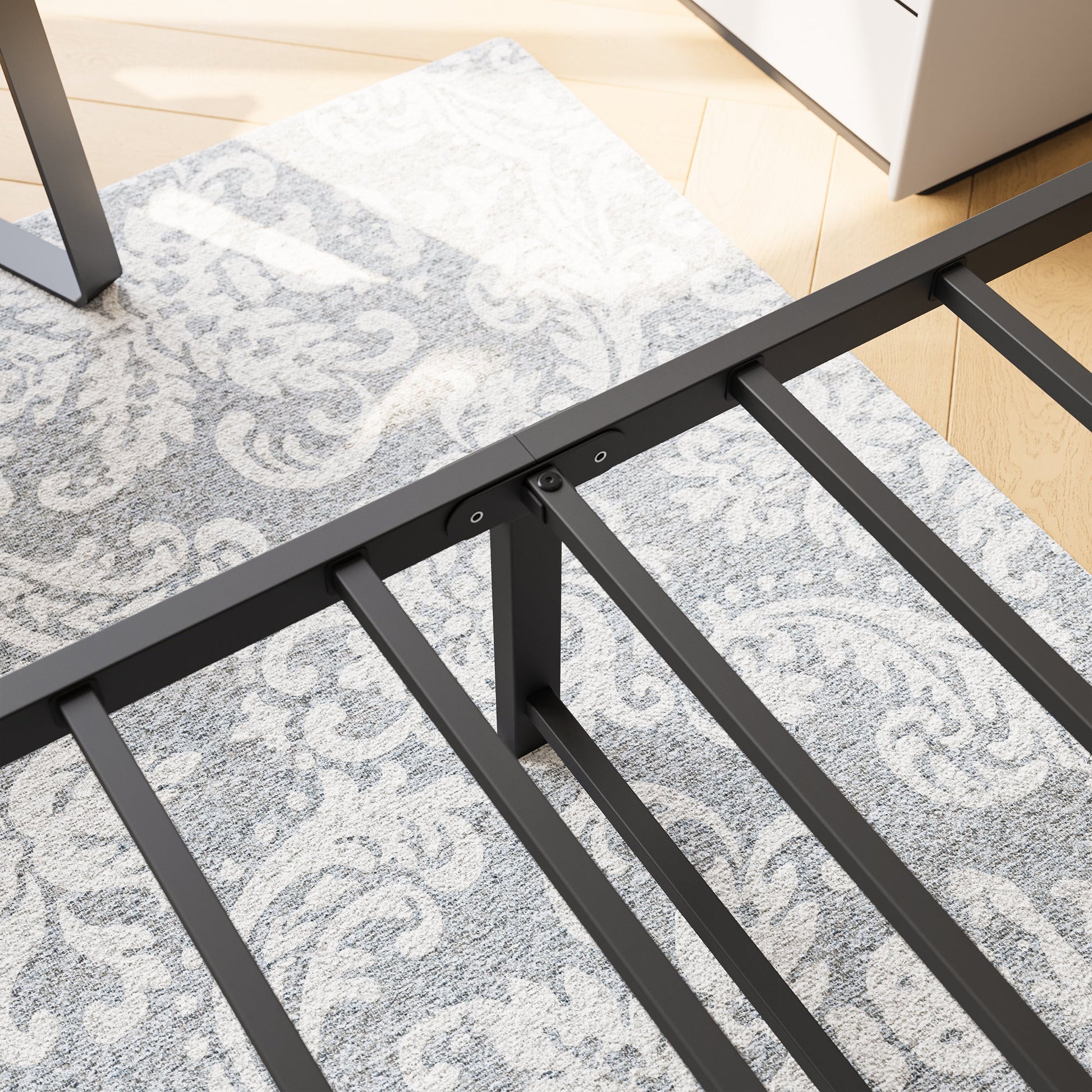 Tara Victorian-Style Steel Bed Frame dark gray metal with rail crossbars on Tampa Home & Garden Store