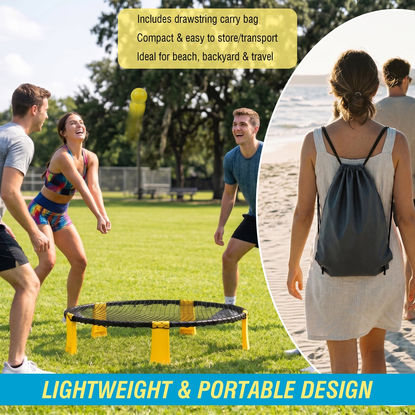 Complete outdoor roundnet family game set