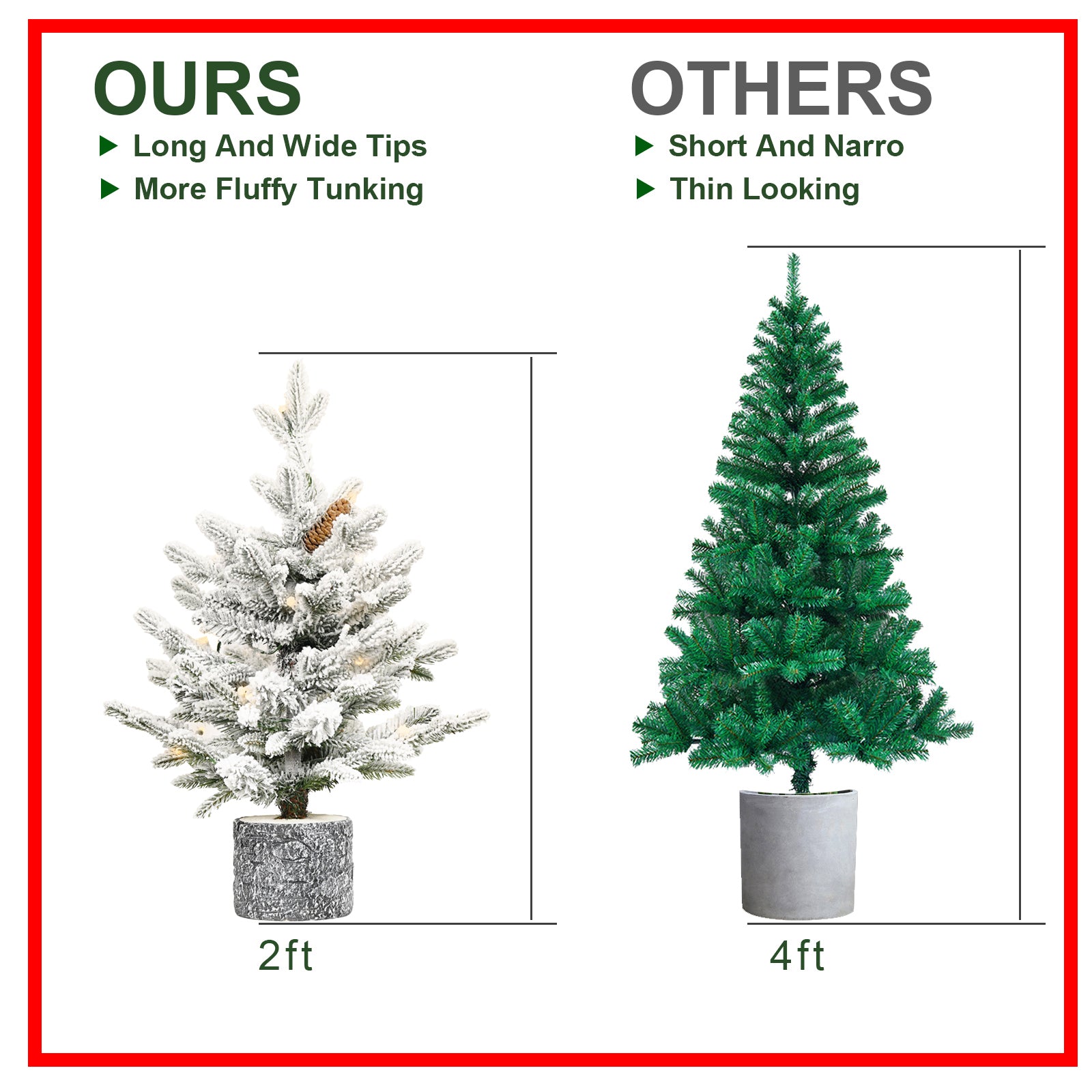 2ft flocked Christmas tree with pot base and 4ft Christmas tree in pot by HouseOfZazla on Tampa Home & Garden Store