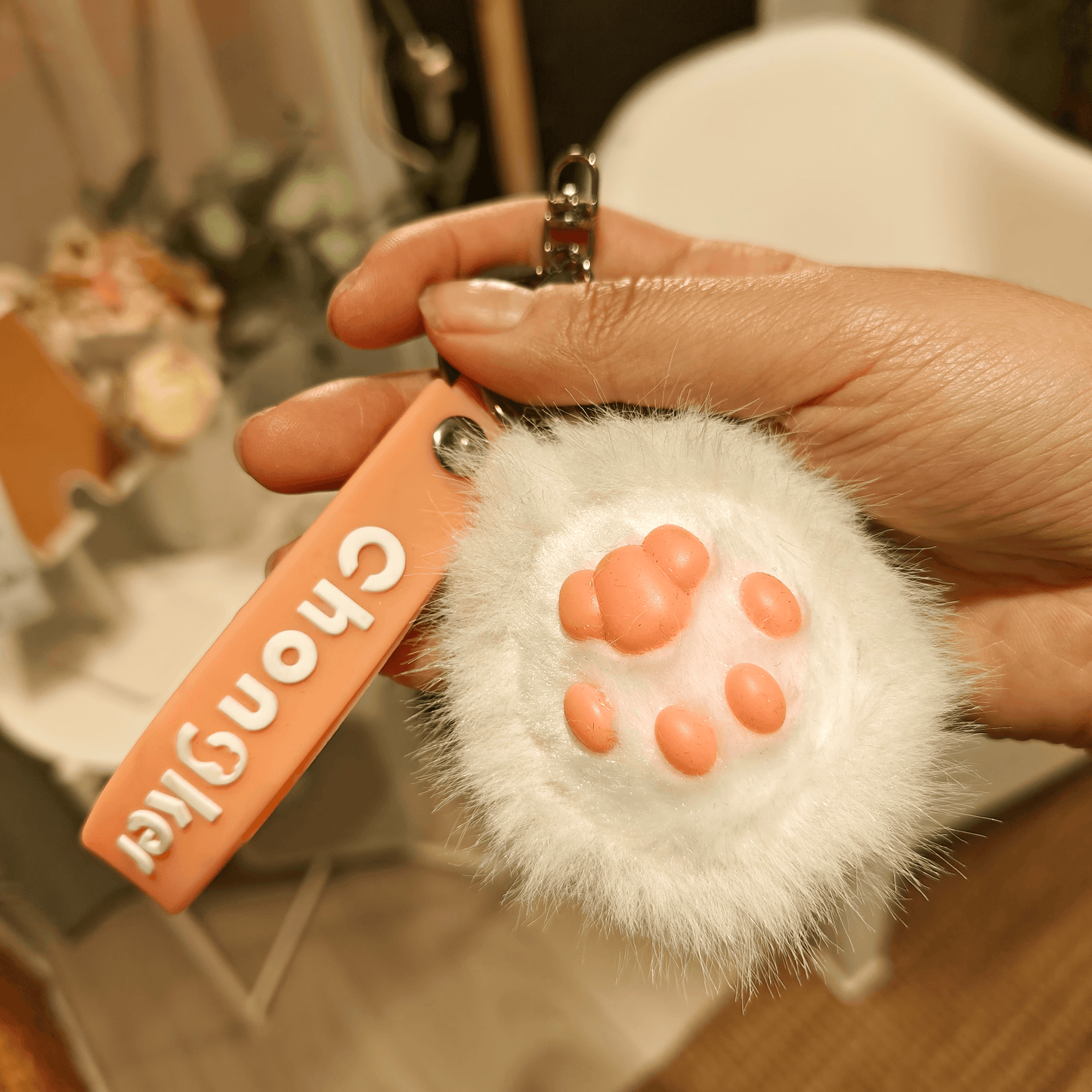 Cat Paw Keychain Plush Charm for Girls and Bags