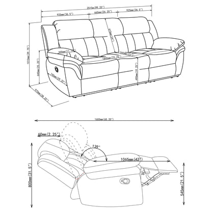Divine Tufted Reclining Sofa with Memory Foam