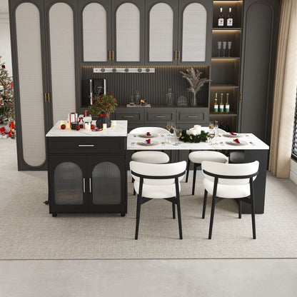 Expandable Kitchen Island With Power Outlet by HouseOfZazla in black with ribbed panels on Tampa Home & Garden Store