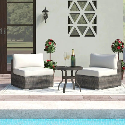 Wide Armless Chairs With Cushions (Set of 2) wicker white cushions poolside on Tampa Home & Garden Store