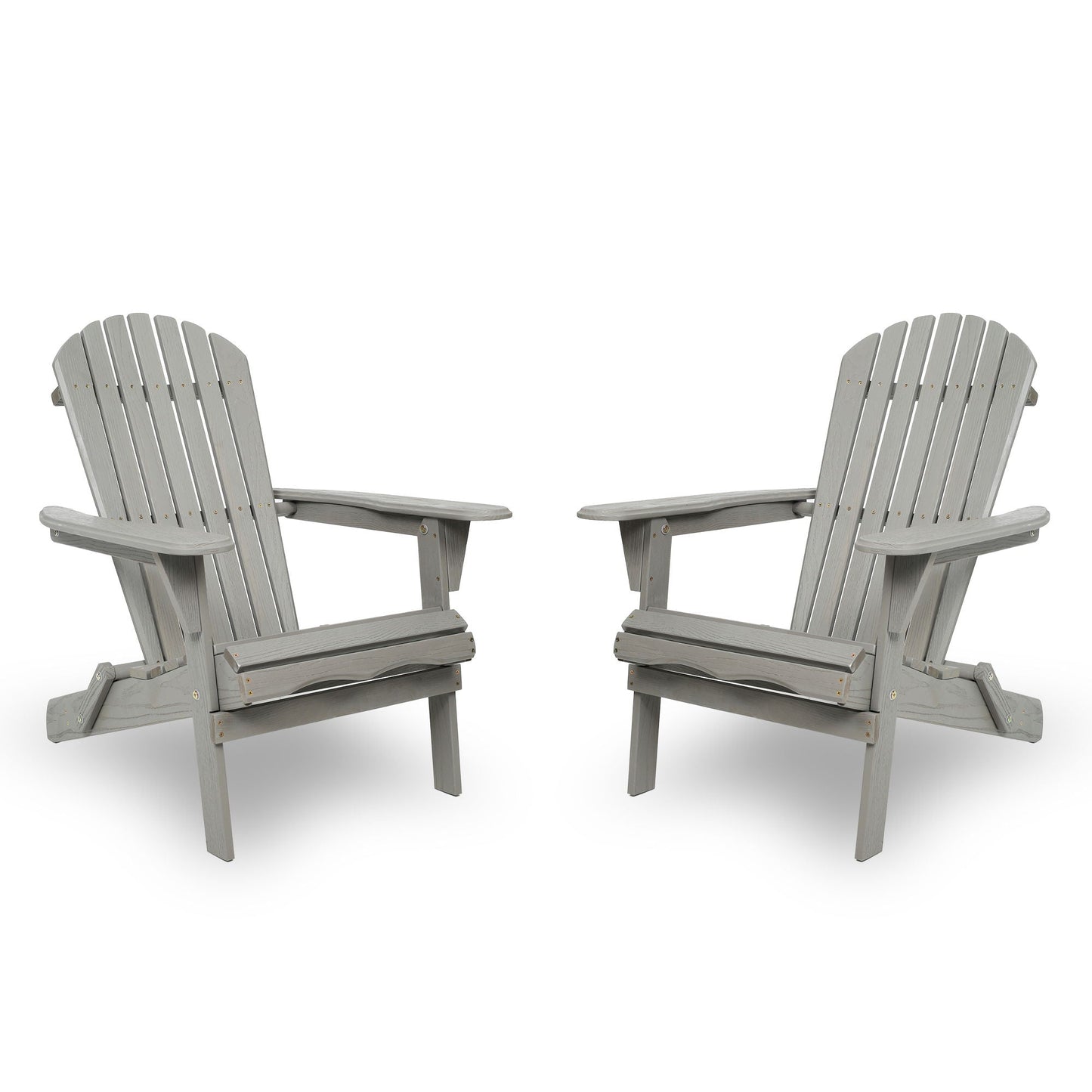 Set of Two Wooden Folding Adirondack Chairs