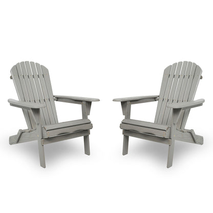 Set of Two Wooden Folding Adirondack Chairs