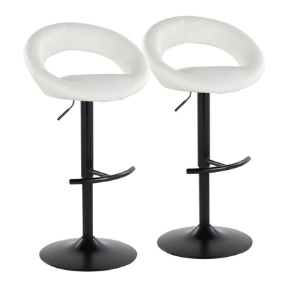 Contemporary adjustable barstool set in white with swivel and rounded T-footrest, 2 stools on Tampa Home & Garden Store