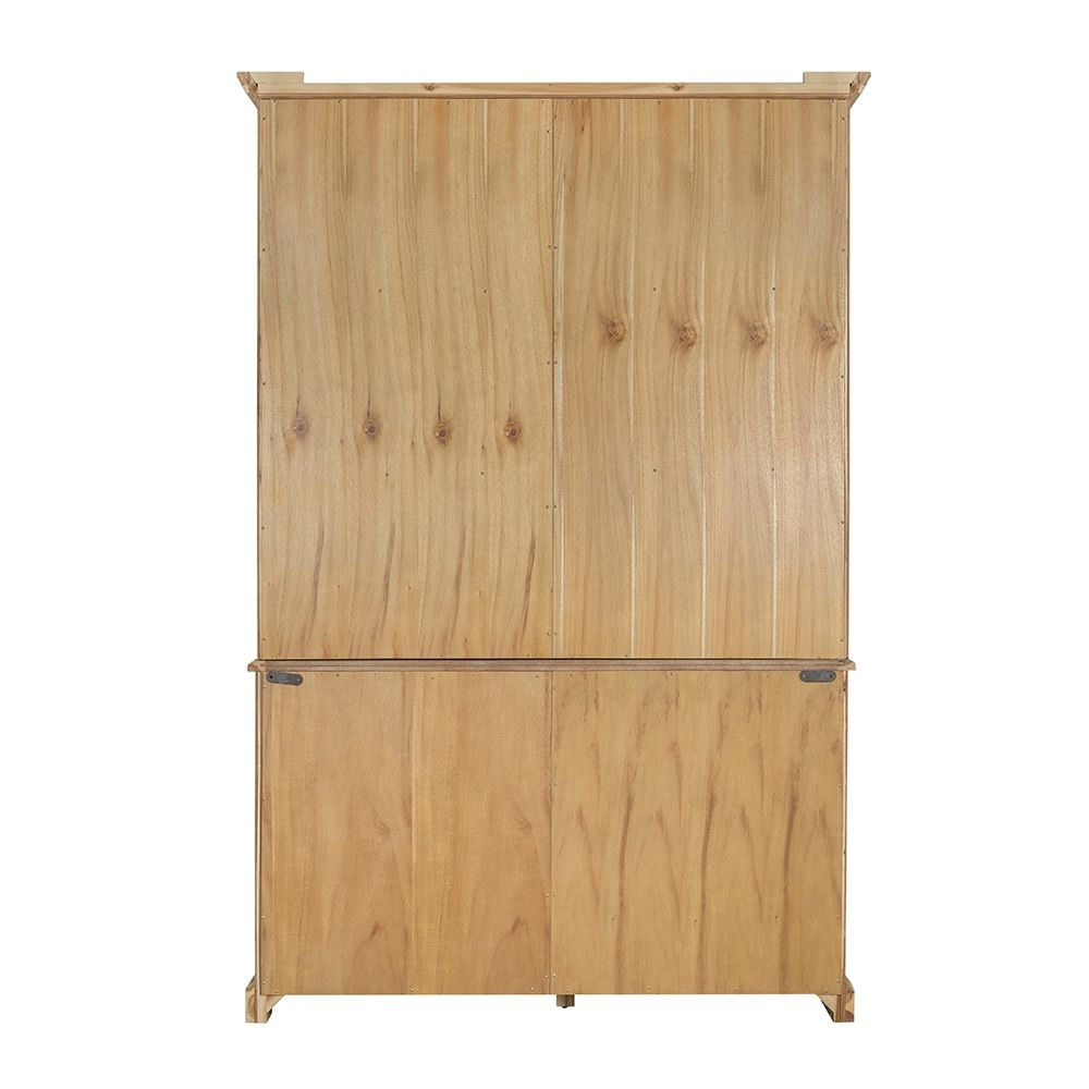 French Country Acacia Bookcase, natural wood finish, two-section storage unit on Tampa Home & Garden Store