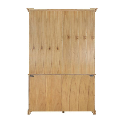 French Country Acacia Bookcase, natural wood finish, two-section storage unit on Tampa Home & Garden Store
