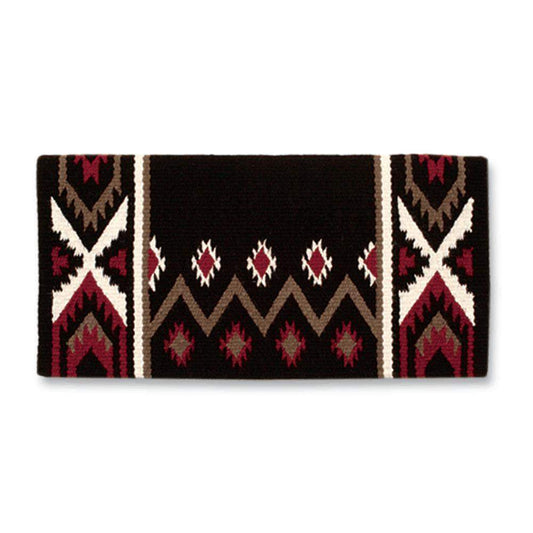 1431-7 Mayatex New Phoenix Wool Saddle Blanket 38in X 34in COFFEE RED CREAM - Tampa Home & Garden Store