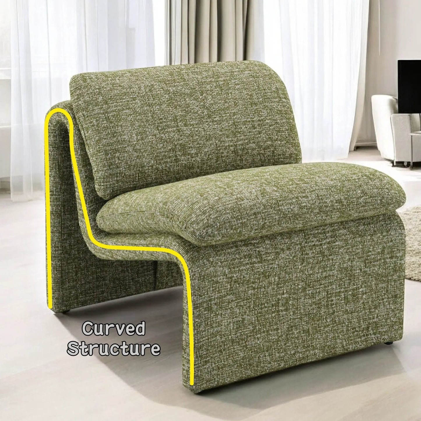 Jaeda Innovative Accent Chair in the Curved Shape