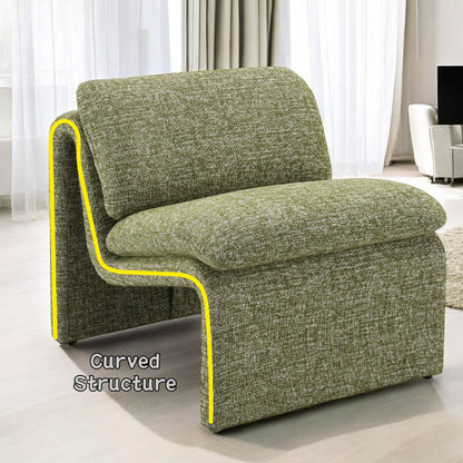 Curved Shape Accent Chair in green premium fabric upholstery by HouseOfZazla on Tampa Home & Garden Store