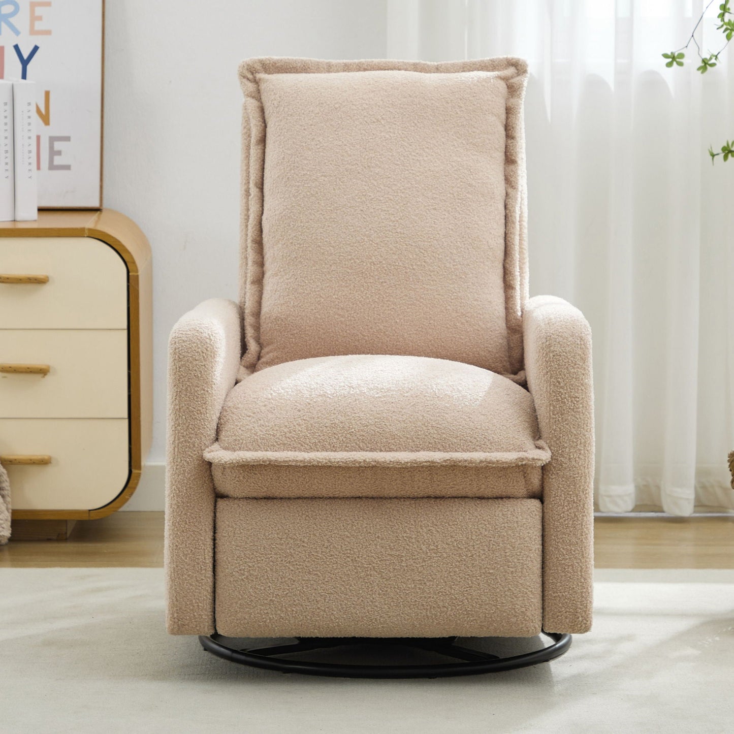 Cozy Swivel Glider Recliner Chair and Leg Rest