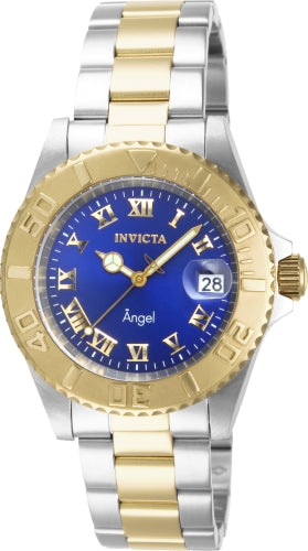 Invicta Women's Angel watch with two-tone gold and silver bracelet, blue dial and date window on Tampa Home & Garden Store