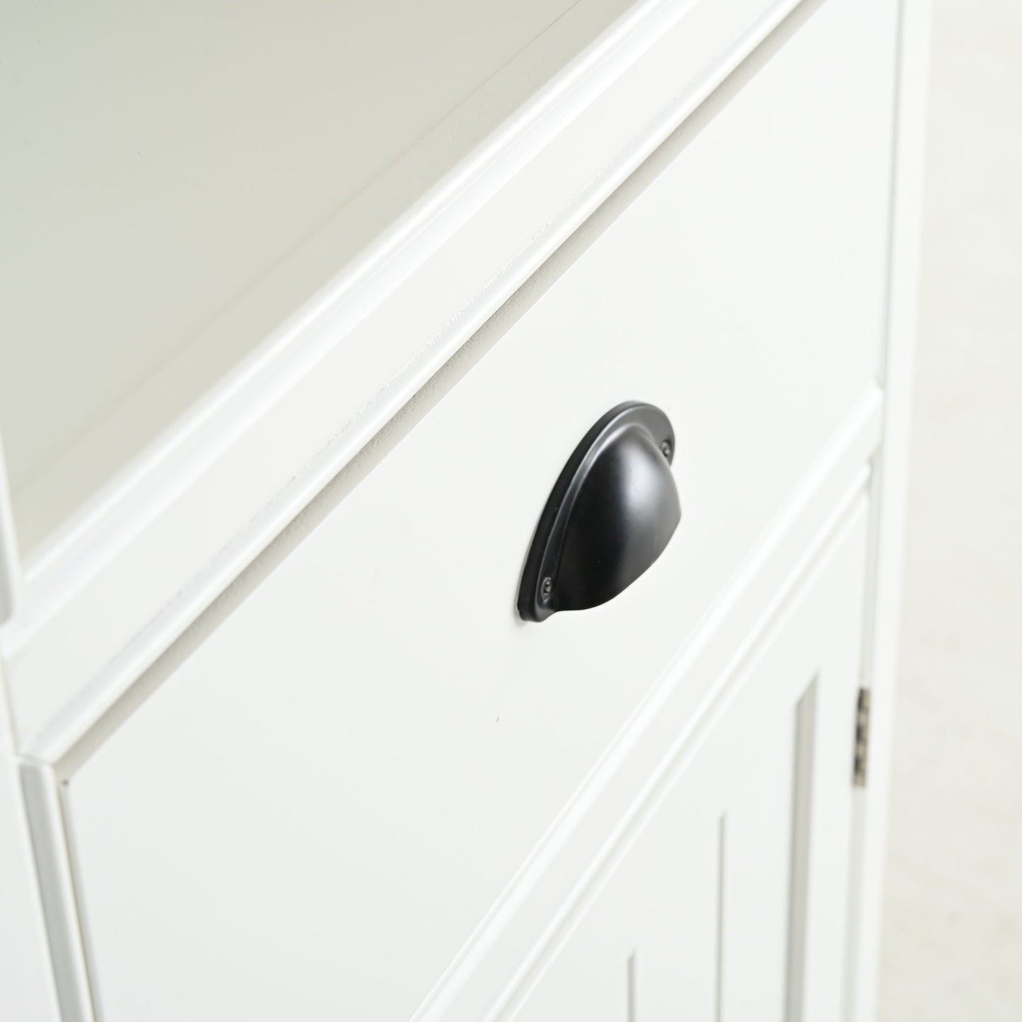Retro White Tall Display Shelf and Cabinet