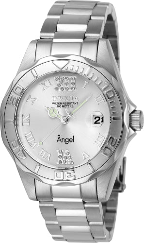 Invicta women's Angel watch with silver-tone bracelet, crystal markers, date window at 3 on Tampa Home & Garden Store