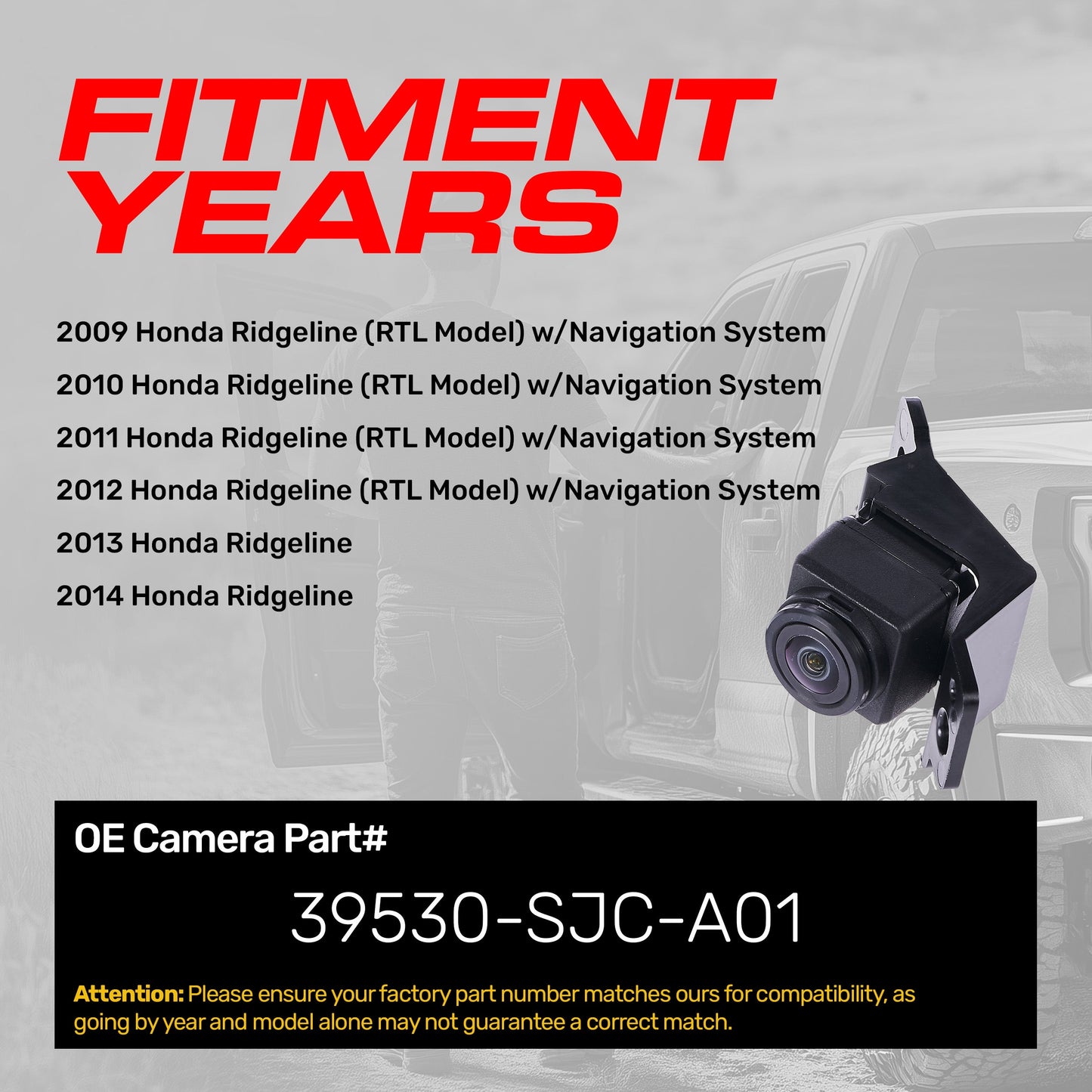 Backup camera for Honda Ridgeline RTL navigation, OEM part 39530-SJC-A01 by Master Tailgaters on Tampa Home & Garden Store