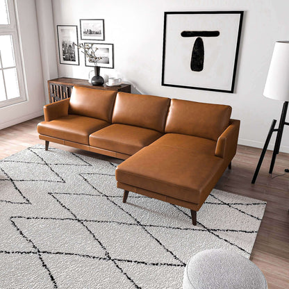 Lore High Quality L-Shaped Sectional sofa in tan leather by HouseOfZazla on Tampa Home & Garden Store