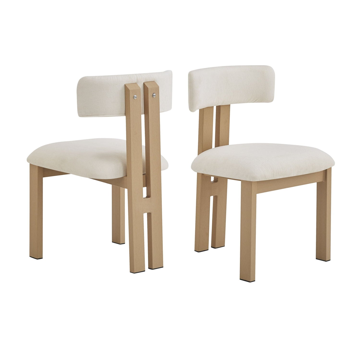 HouseOfZazla modern upholstered armless dining chairs with light wood legs, cream fabric, set of 4 on Tampa Home & Garden Store