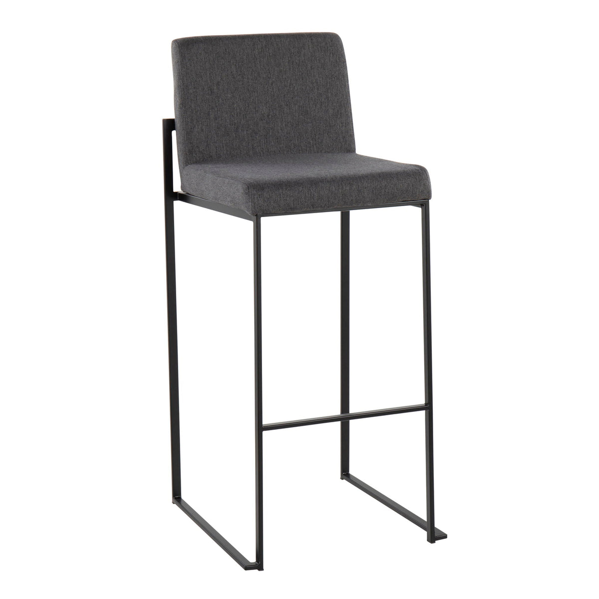 High back barstool by HouseOfZazla in charcoal gray fabric with black metal frame on Tampa Home & Garden Store